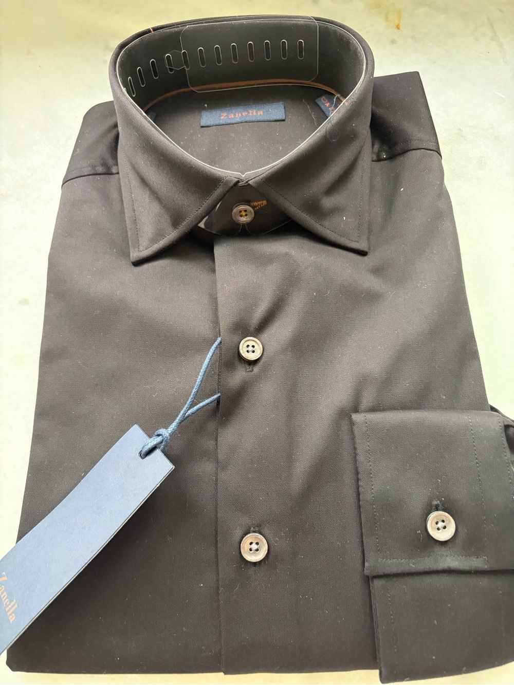 Zanella Black Men's Dress Shirt with Blue Tag